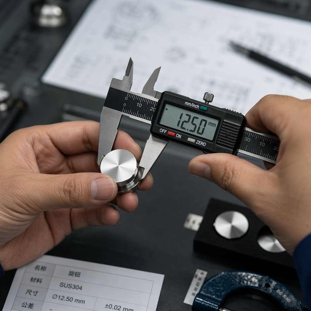 Digital QC Inspection — Button Dimension Verification