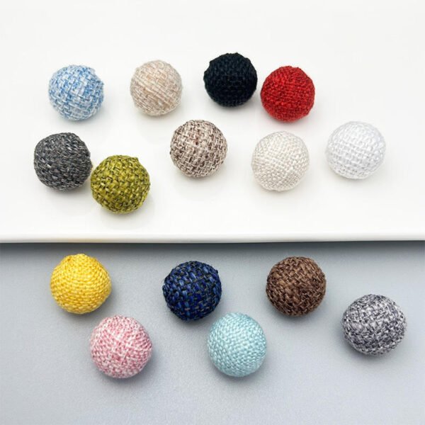 15mm Fabric Covered Shank Buttons Color Knitted Plaid Ball Buttons for Garment Decoration