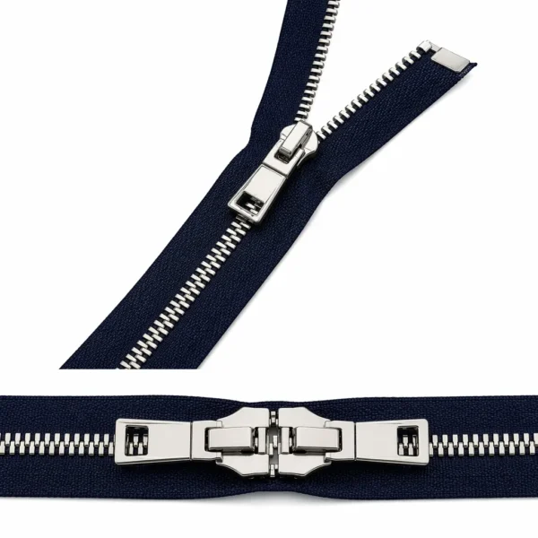 Professional Reversible Metal Zipper - Silver