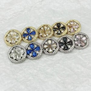 Autumn and Winter New Style Gold and Silver Edged Colored Diamond Metal Buttons