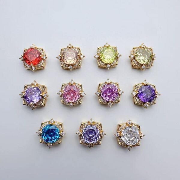 Copper-plated 18K Color-preserving Rose-cut Zircon Flat-bottomed Button
