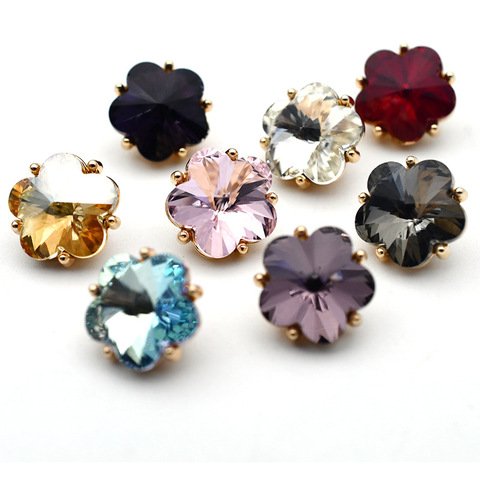 Diamond-Embedded Fashion Decorative Buttons Small Flower Glass Diamond Buttons