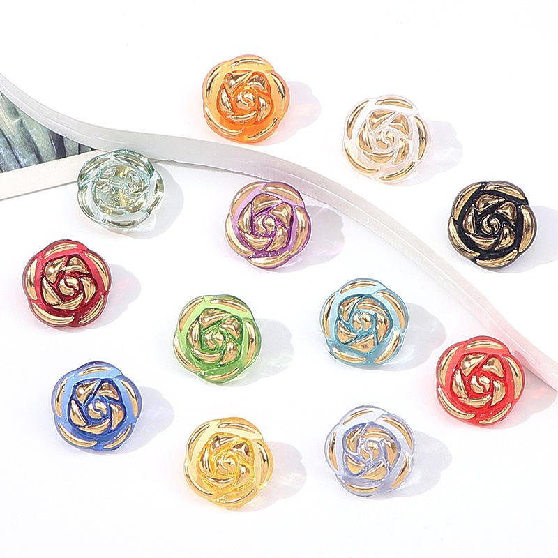Factory Direct Sale Transparent Plastic Rose Shank Button Acrylic Button for Women Clothing