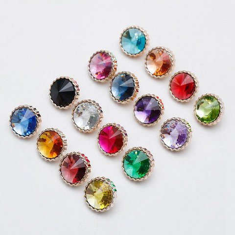 Good Quality Colours Acrylic Rhinestone Button Round Crystal Women's Shirt Decoration Combination Button Accessories
