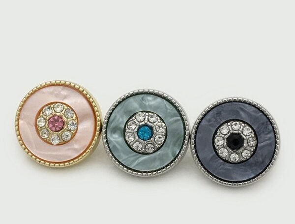 High-end Double-faced Metal Resin Diamond-encrusted Double-loop Button