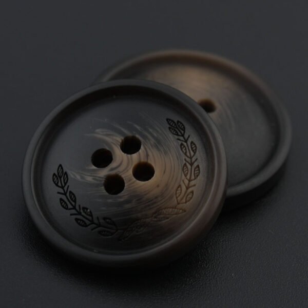 High-end Four-hole Matte Round Brown Resin Button