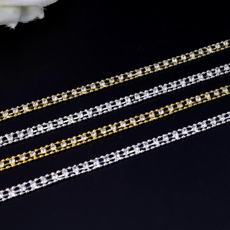 Hot Sale 90cm Three Rows Rhinestone Chain Metal Shoulder Strap Clothing Accessories Garment Accessories