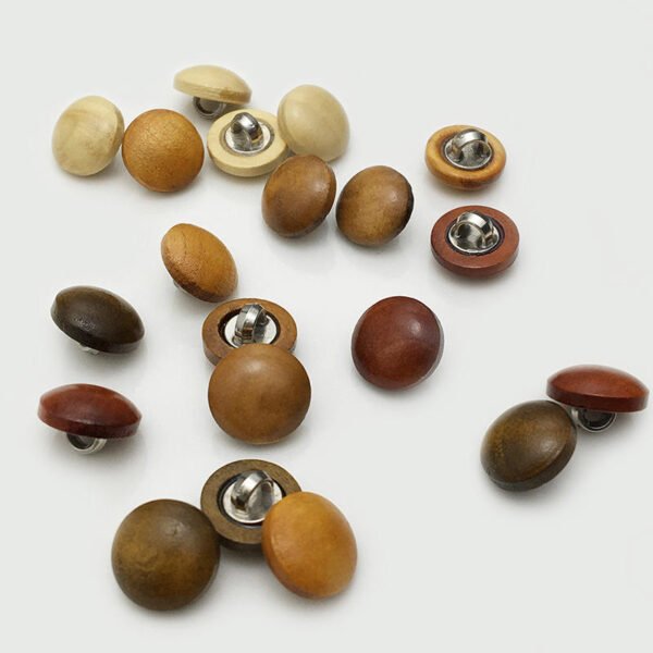 Hot Sales Round Wooden Mushroom Button Wooden High-heel Metal Buckle for Garment Decoration