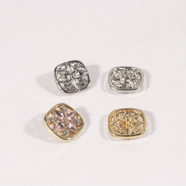 In Stock Square Alloy Rhinestone Buttons, Metal Decorative Buttons for Coat Jacket Clothing Apparel Accessories