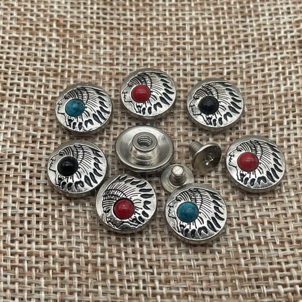 Indian Head Turquoise Imitate Alloy Screw Buttons