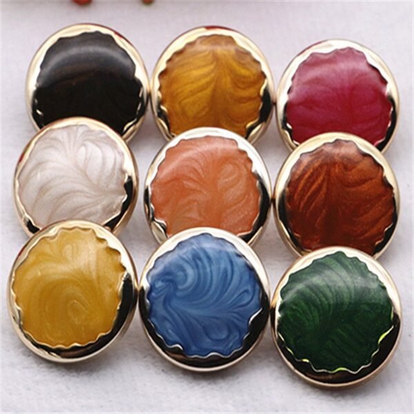 Metal-Plated Edge Simple Resin Texture Button