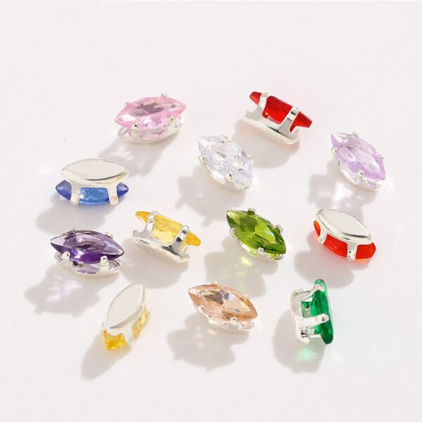 New 3*6mm Marquise Silver Bottom Four-Claw Setting Crystal Zircon Color Rhinestone DIY Jewelry Accessories