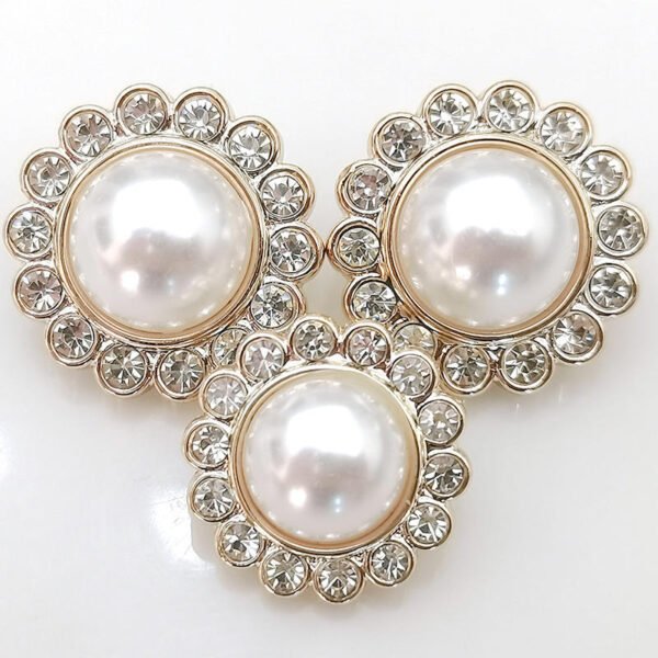 Pearl Rhinestone Buttons for Woolen Coat Dress Jacket, Luxury Elegant Clothing Accessories, Plastic Shank Buttons Wholesale