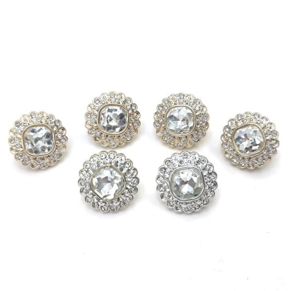 Plastic Combination Button for Wedding Dress Shoes Covered with Rhinestones and Mushroom Pattern Sew-on Garment Buttons