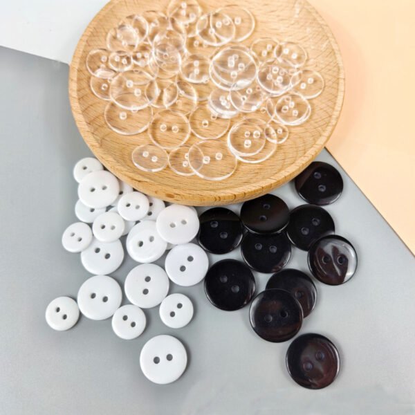 Resin Round Transparent Buttons 2-Hole Bread Shape Small Buttons for Clothing Docuration