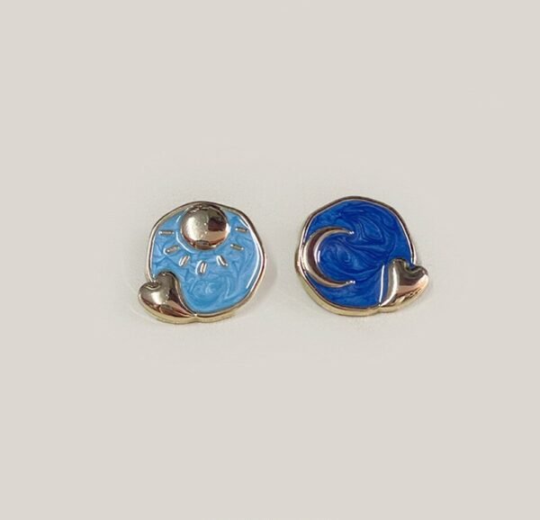 Retro Blue Pearl-dot Oil Heart Moon Sun Metal Buttons