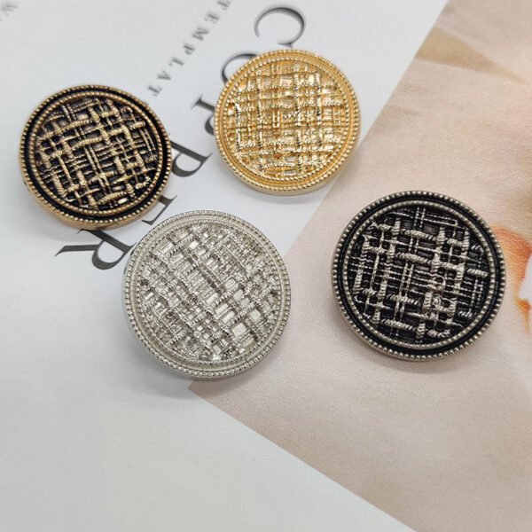 Round Metal Buttons Braided Stripe Grid Pattern for Coat Overcoat Fashion Decoration Buttons Luxury Elegant Clothing Accessories