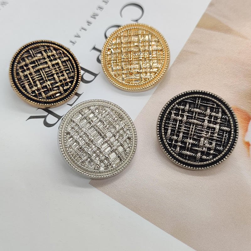 Round Metal Buttons Braided Stripe Grid Pattern for Coat Overcoat Fashion Decoration Buttons Luxury Elegant Clothing Accessories
