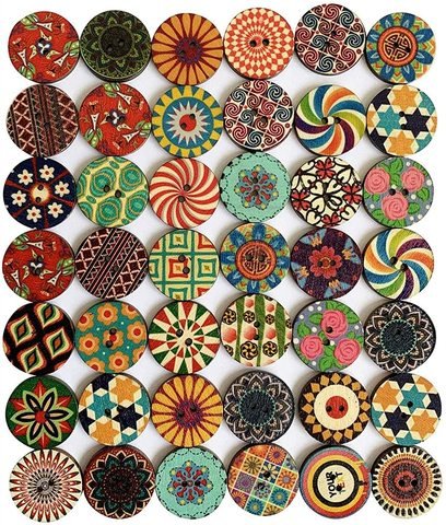 Wholesale 100 Pcs Natural Wood Buttons Assorted Vintage Round Wooden Baby Buttons