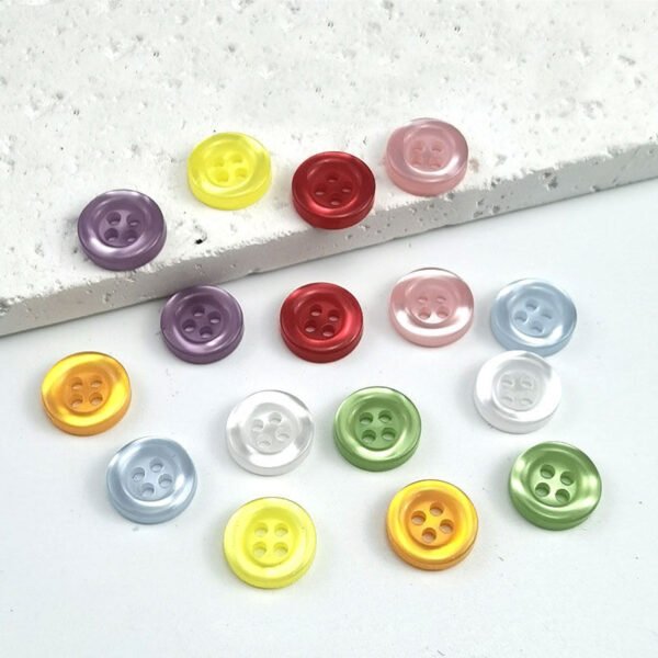 Wholesale Resin Wide-Edge Four-Hole Buttons, DIY Pearlescent Shirt Buttons for Garment Decoration